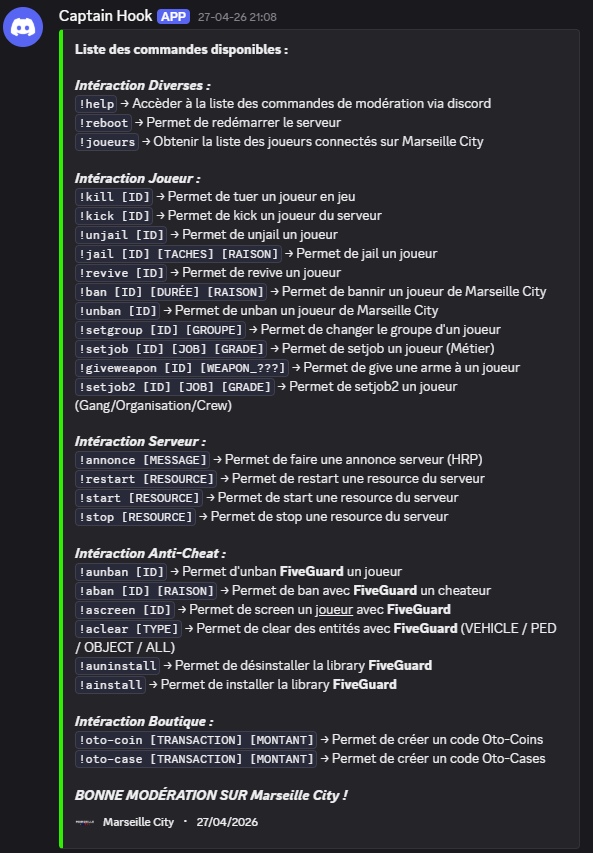 Commandes Bot Discord